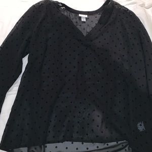 Black Polka Dotted Transparent Top!